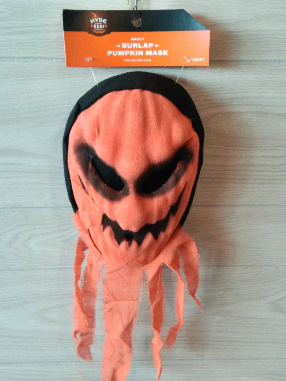Halloween Burlap Pumpkin Mask Adult Size One Fits Most by Hyde & Eek! Orange NEW